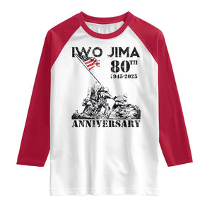 Iwo Jima WWII Veteran Raglan Shirt 80th Anniversary 4th of July US Flag TS02 White Red Print Your Wear