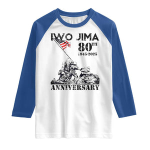 Iwo Jima WWII Veteran Raglan Shirt 80th Anniversary 4th of July US Flag TS02 White Royal Print Your Wear