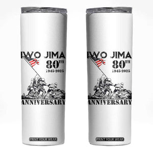 Iwo Jima WWII Veteran Skinny Tumbler 80th Anniversary 4th of July US Flag TS02 White Print Your Wear
