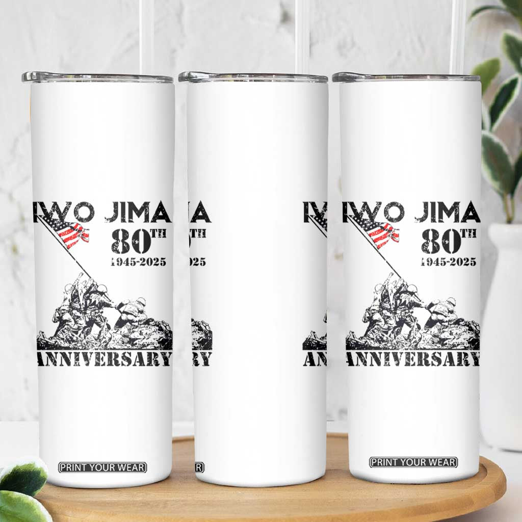 Iwo Jima WWII Veteran Skinny Tumbler 80th Anniversary 4th of July US Flag TS02 Print Your Wear