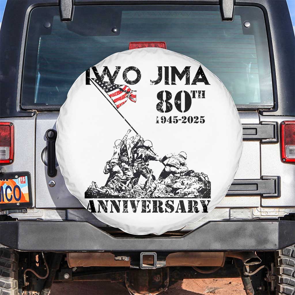 Iwo Jima WWII Veteran Spare Tire Cover 80th Anniversary 4th of July US Flag TS02 No hole White Print Your Wear