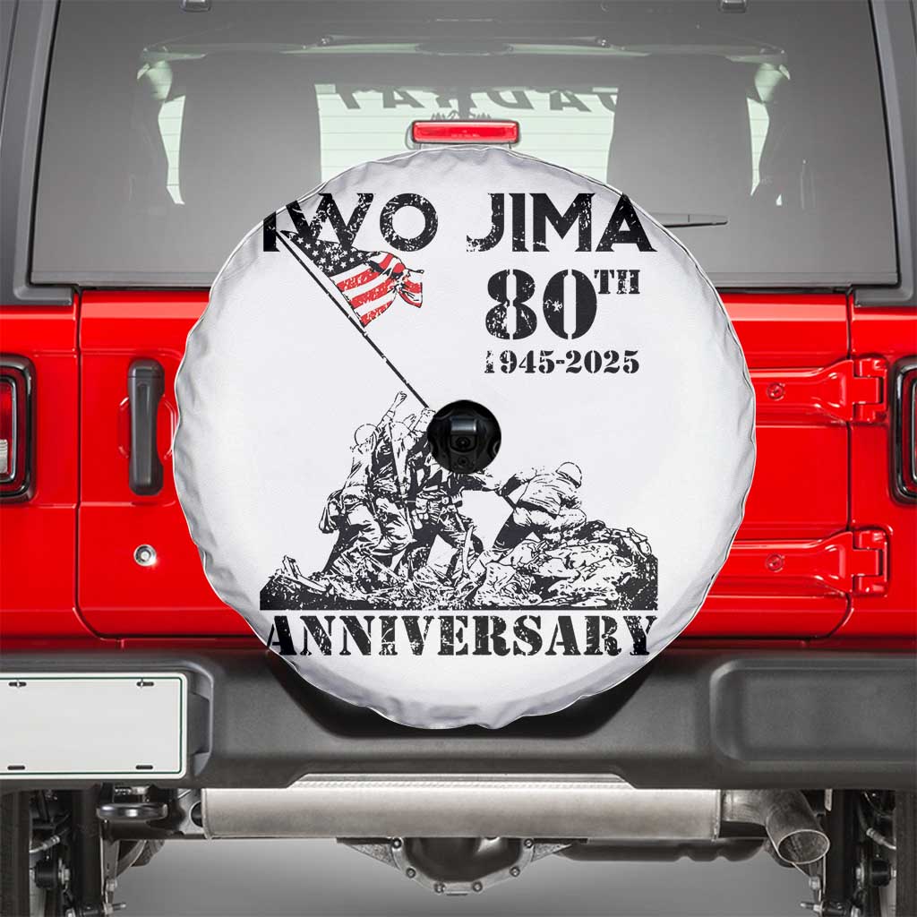Iwo Jima WWII Veteran Spare Tire Cover 80th Anniversary 4th of July US Flag TS02 White Print Your Wear