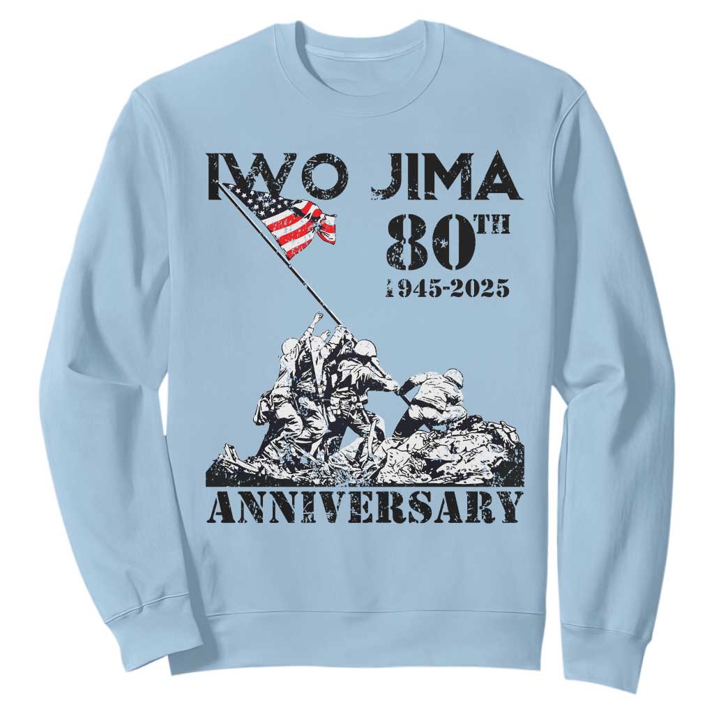 Iwo Jima WWII Veteran Sweatshirt 80th Anniversary 4th of July US Flag TS02 Light Blue Print Your Wear
