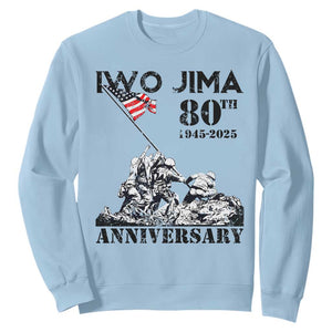 Iwo Jima WWII Veteran Sweatshirt 80th Anniversary 4th of July US Flag TS02 Light Blue Print Your Wear