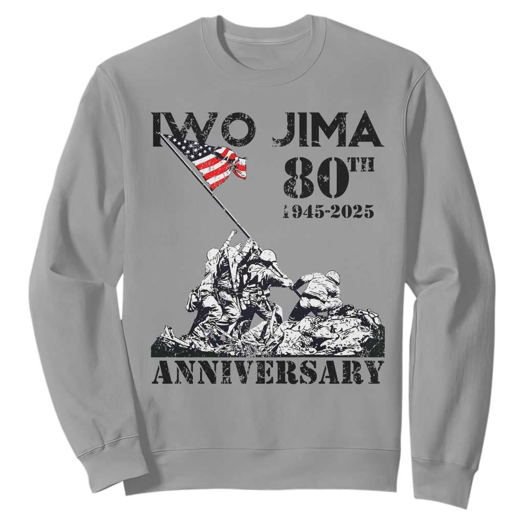 Iwo Jima WWII Veteran Sweatshirt 80th Anniversary 4th of July US Flag TS02 Sport Gray Print Your Wear