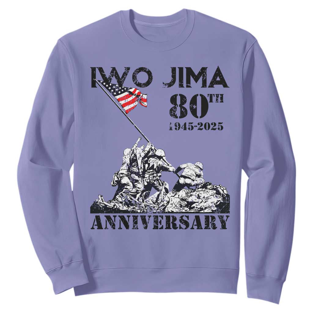 Iwo Jima WWII Veteran Sweatshirt 80th Anniversary 4th of July US Flag TS02 Violet Print Your Wear