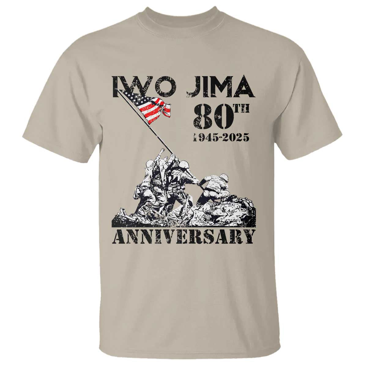 Iwo Jima WWII Veteran T Shirt 80th Anniversary 4th of July US Flag TS02 Sand Print Your Wear