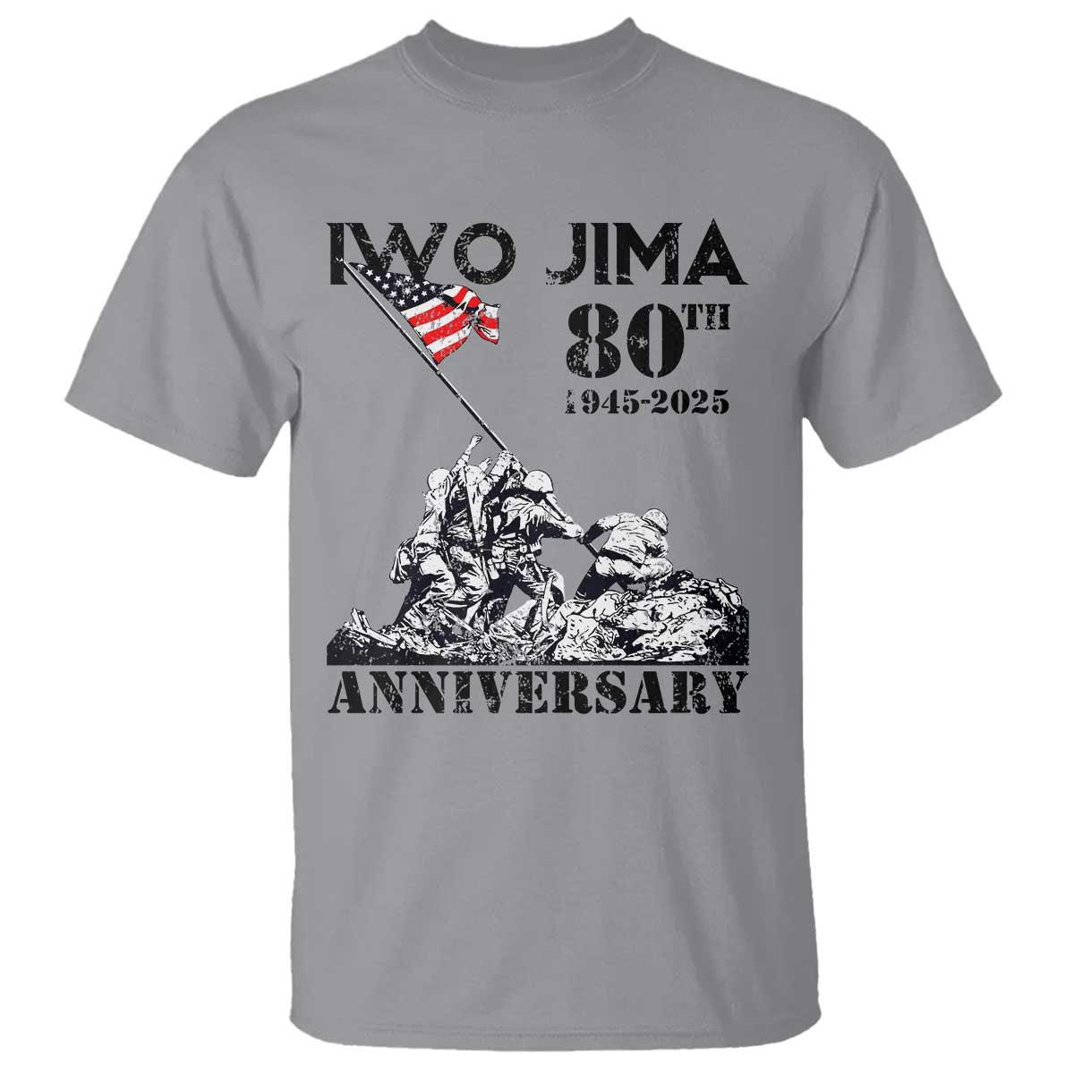 Iwo Jima WWII Veteran T Shirt 80th Anniversary 4th of July US Flag TS02 Sport Gray Print Your Wear