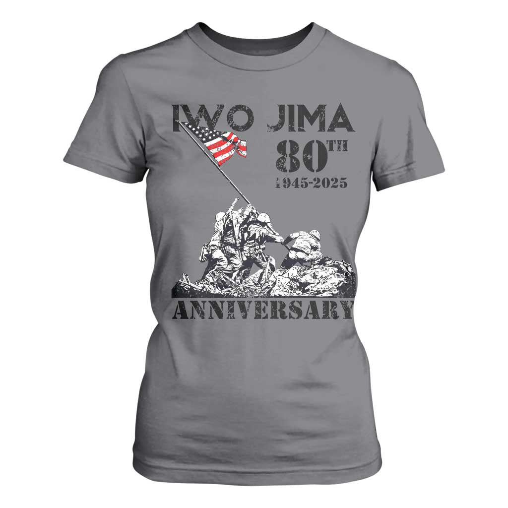 Iwo Jima WWII Veteran T Shirt For Women 80th Anniversary 4th of July US Flag TS02 Charcoal Print Your Wear