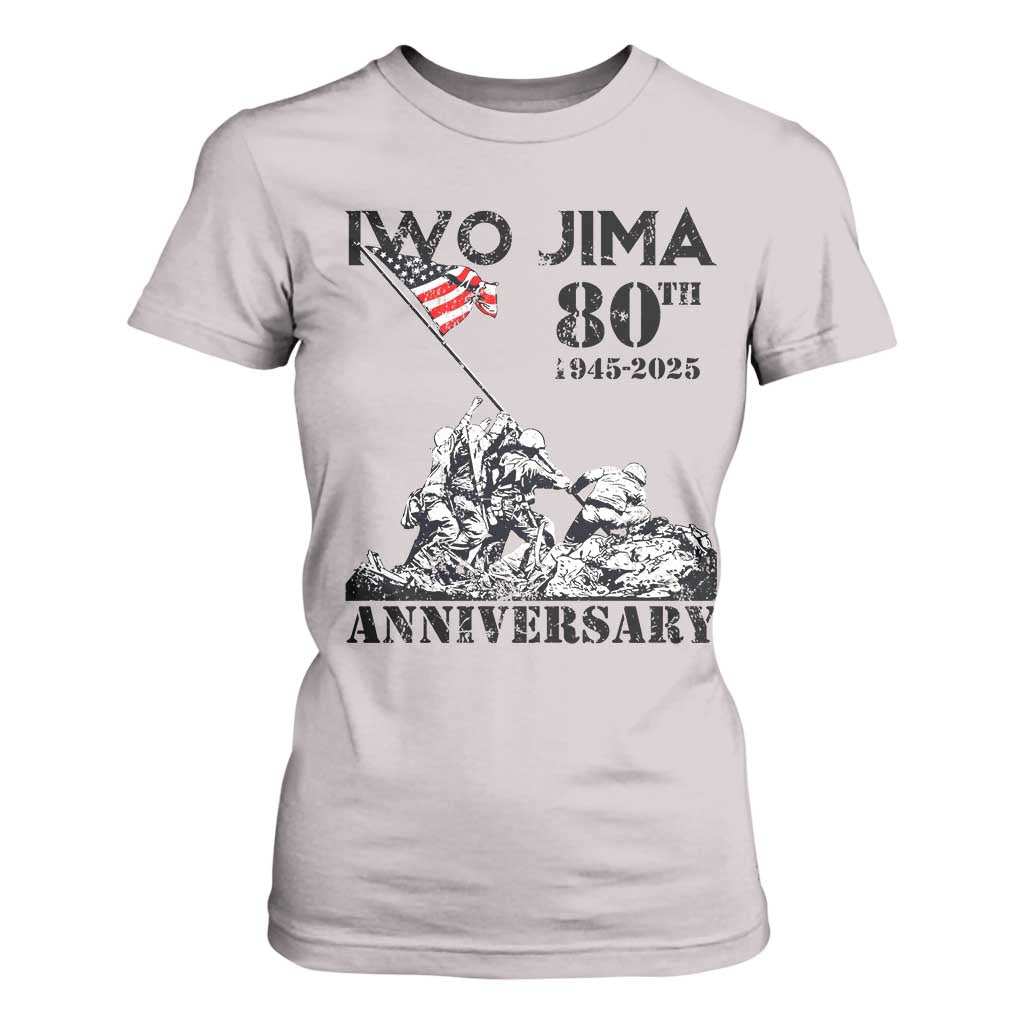 Iwo Jima WWII Veteran T Shirt For Women 80th Anniversary 4th of July US Flag TS02 Ice Gray Print Your Wear