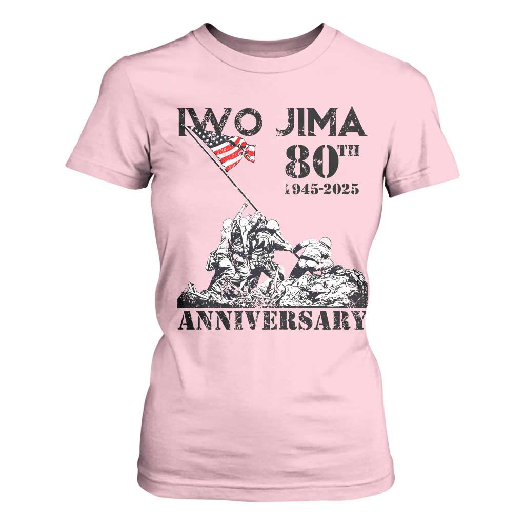 Iwo Jima WWII Veteran T Shirt For Women 80th Anniversary 4th of July US Flag TS02 Light Pink Print Your Wear