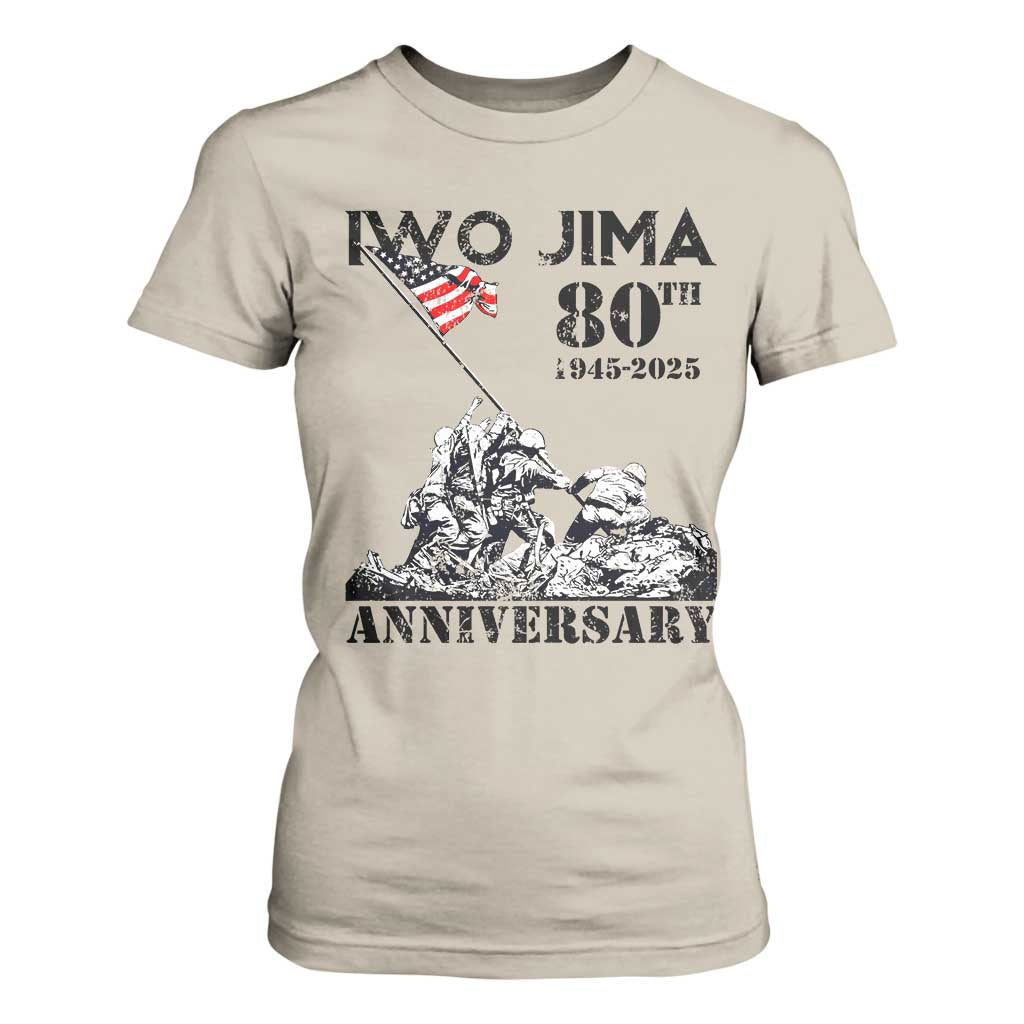 Iwo Jima WWII Veteran T Shirt For Women 80th Anniversary 4th of July US Flag TS02 Sand Print Your Wear