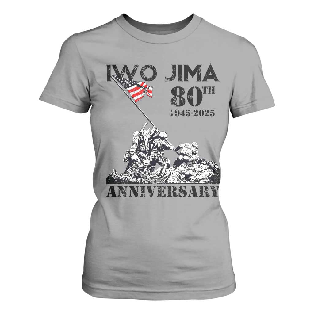 Iwo Jima WWII Veteran T Shirt For Women 80th Anniversary 4th of July US Flag TS02 Sport Gray Print Your Wear
