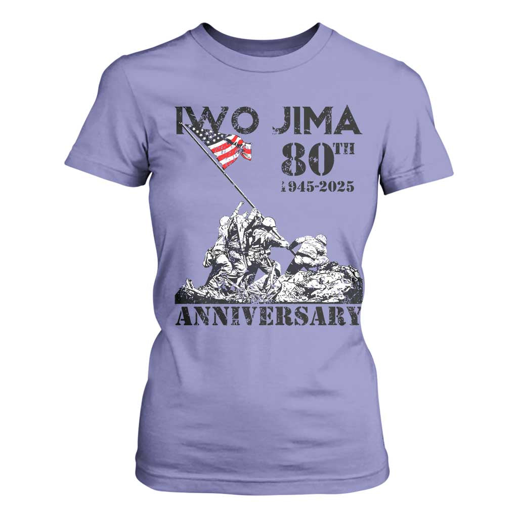 Iwo Jima WWII Veteran T Shirt For Women 80th Anniversary 4th of July US Flag TS02 Violet Print Your Wear
