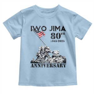 Iwo Jima WWII Veteran Toddler T Shirt 80th Anniversary 4th of July US Flag TS02 Light Blue Print Your Wear