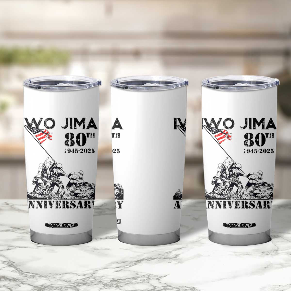 Iwo Jima WWII Veteran Tumbler Cup 80th Anniversary 4th of July US Flag TS02 Print Your Wear