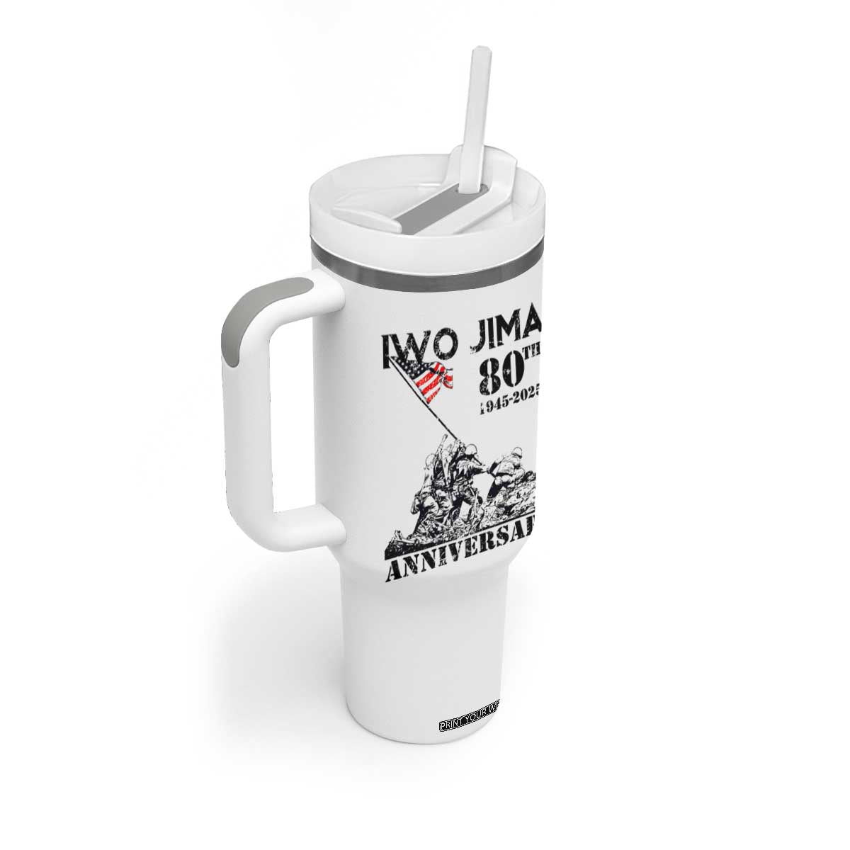 Iwo Jima WWII Veteran Tumbler With Handle 80th Anniversary 4th of July US Flag TS02 Print Your Wear
