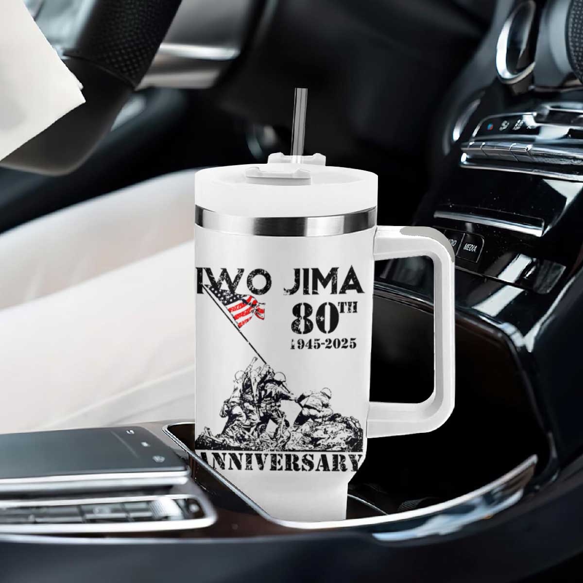 Iwo Jima WWII Veteran Tumbler With Handle 80th Anniversary 4th of July US Flag TS02 Print Your Wear