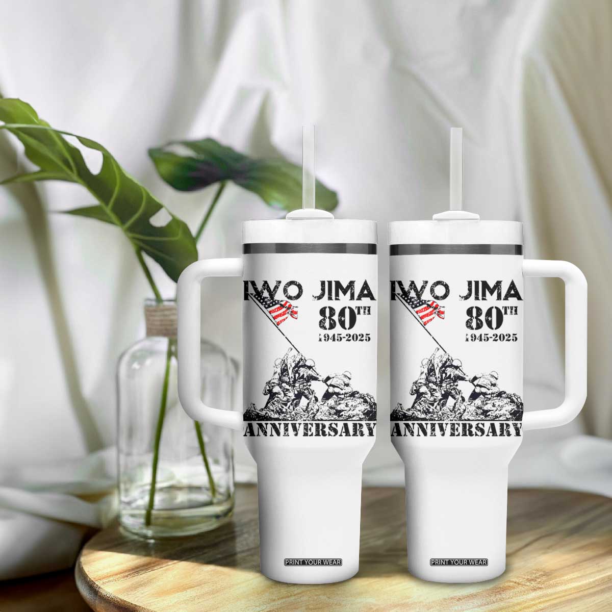 Iwo Jima WWII Veteran Tumbler With Handle 80th Anniversary 4th of July US Flag TS02 Print Your Wear