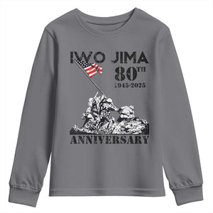 Iwo Jima WWII Veteran Youth Sweatshirt 80th Anniversary 4th of July US Flag TS02 Charcoal Print Your Wear