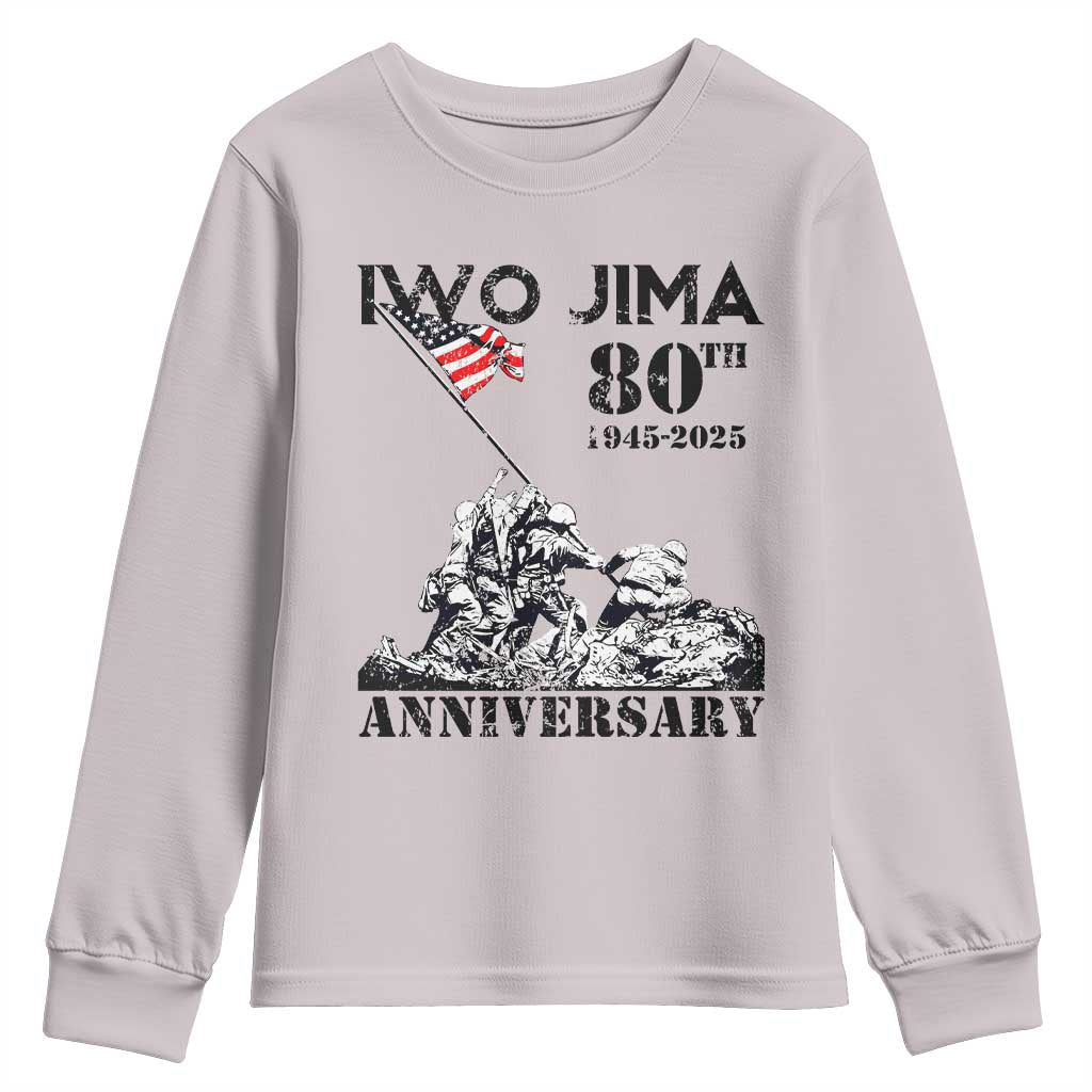 Iwo Jima WWII Veteran Youth Sweatshirt 80th Anniversary 4th of July US Flag TS02 Ice Gray Print Your Wear