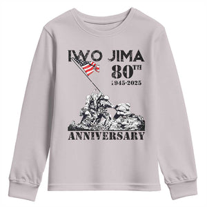 Iwo Jima WWII Veteran Youth Sweatshirt 80th Anniversary 4th of July US Flag TS02 Ice Gray Print Your Wear