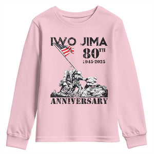 Iwo Jima WWII Veteran Youth Sweatshirt 80th Anniversary 4th of July US Flag TS02 Light Pink Print Your Wear