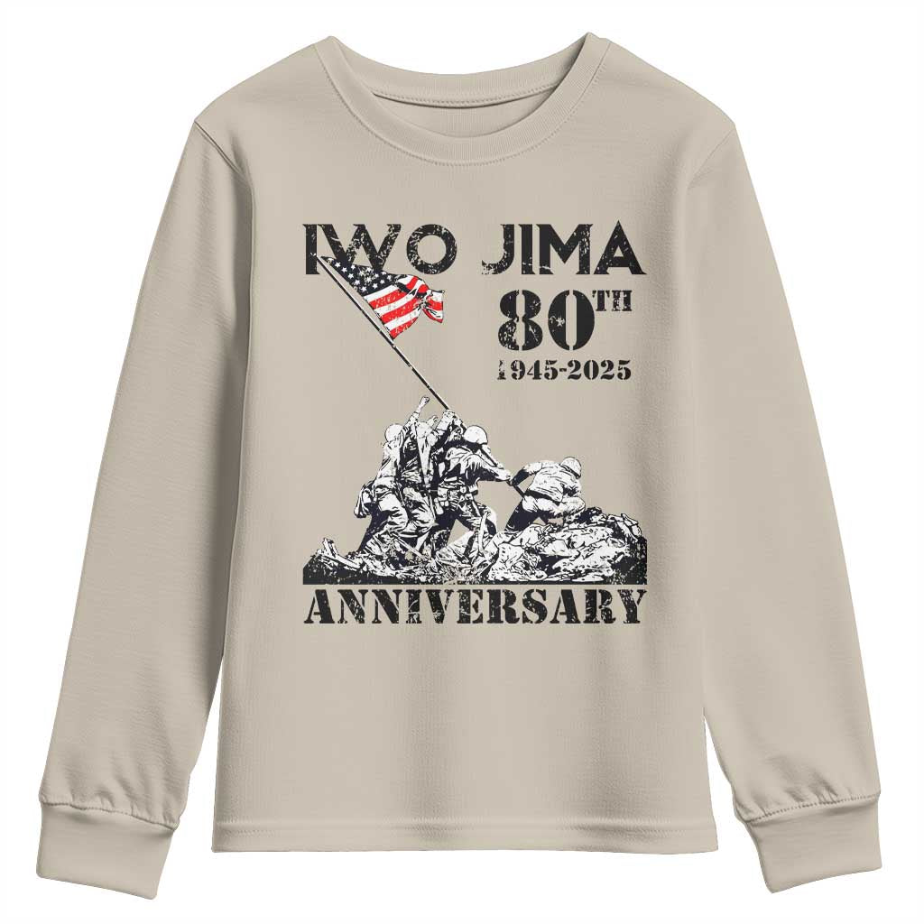 Iwo Jima WWII Veteran Youth Sweatshirt 80th Anniversary 4th of July US Flag TS02 Sand Print Your Wear