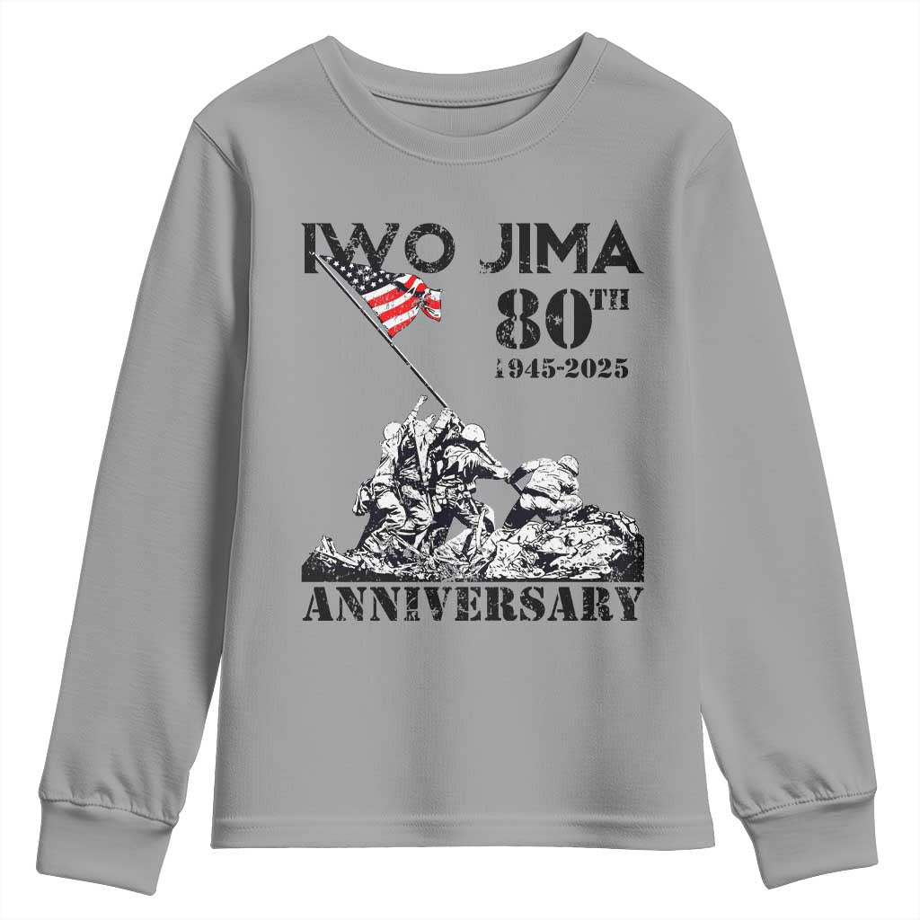Iwo Jima WWII Veteran Youth Sweatshirt 80th Anniversary 4th of July US Flag TS02 Sport Gray Print Your Wear