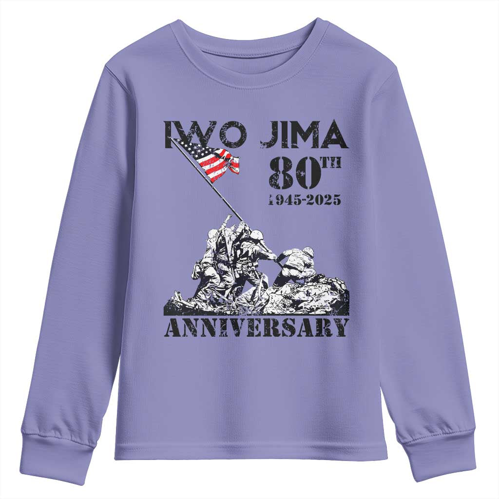 Iwo Jima WWII Veteran Youth Sweatshirt 80th Anniversary 4th of July US Flag TS02 Violet Print Your Wear