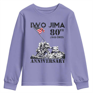 Iwo Jima WWII Veteran Youth Sweatshirt 80th Anniversary 4th of July US Flag TS02 Violet Print Your Wear