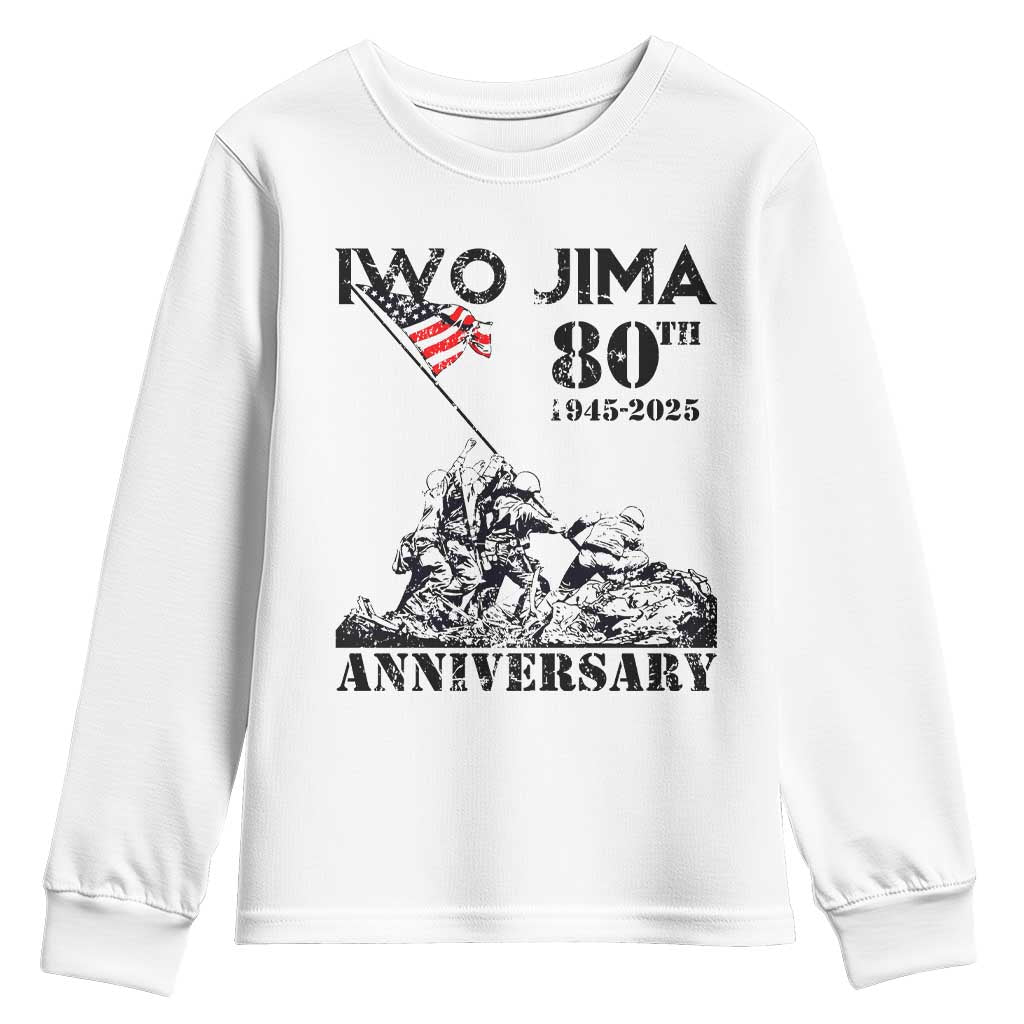 Iwo Jima WWII Veteran Youth Sweatshirt 80th Anniversary 4th of July US Flag TS02 White Print Your Wear