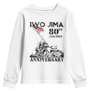 Iwo Jima WWII Veteran Youth Sweatshirt 80th Anniversary 4th of July US Flag TS02 White Print Your Wear