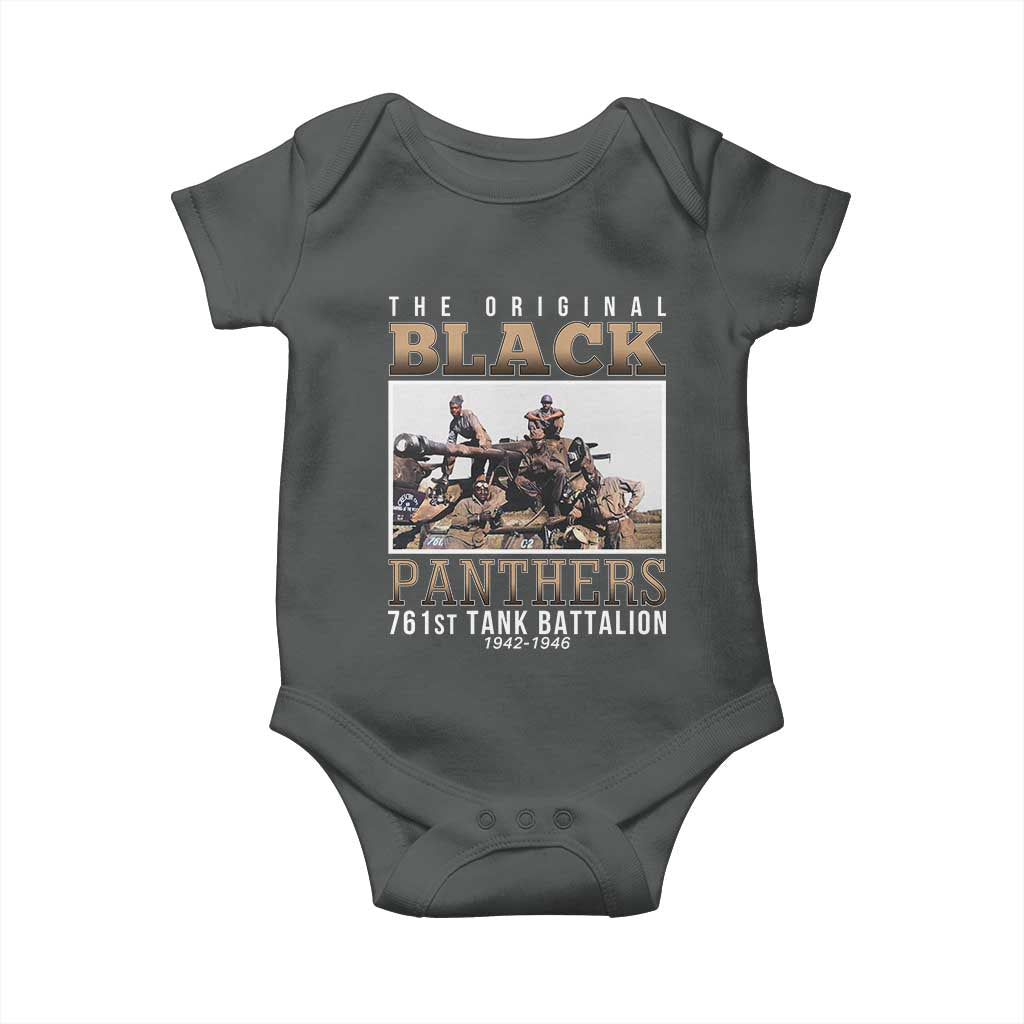 761st Tank Battalion Tribute Baby Onesie Black Panthers WW2 Heroes TS02 Dark Heather Print Your Wear