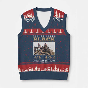 761st Tank Battalion Tribute V-Neck Knit Sweater Vest Black Panthers WW2 Heroes TS02 Navy Red Print Your Wear