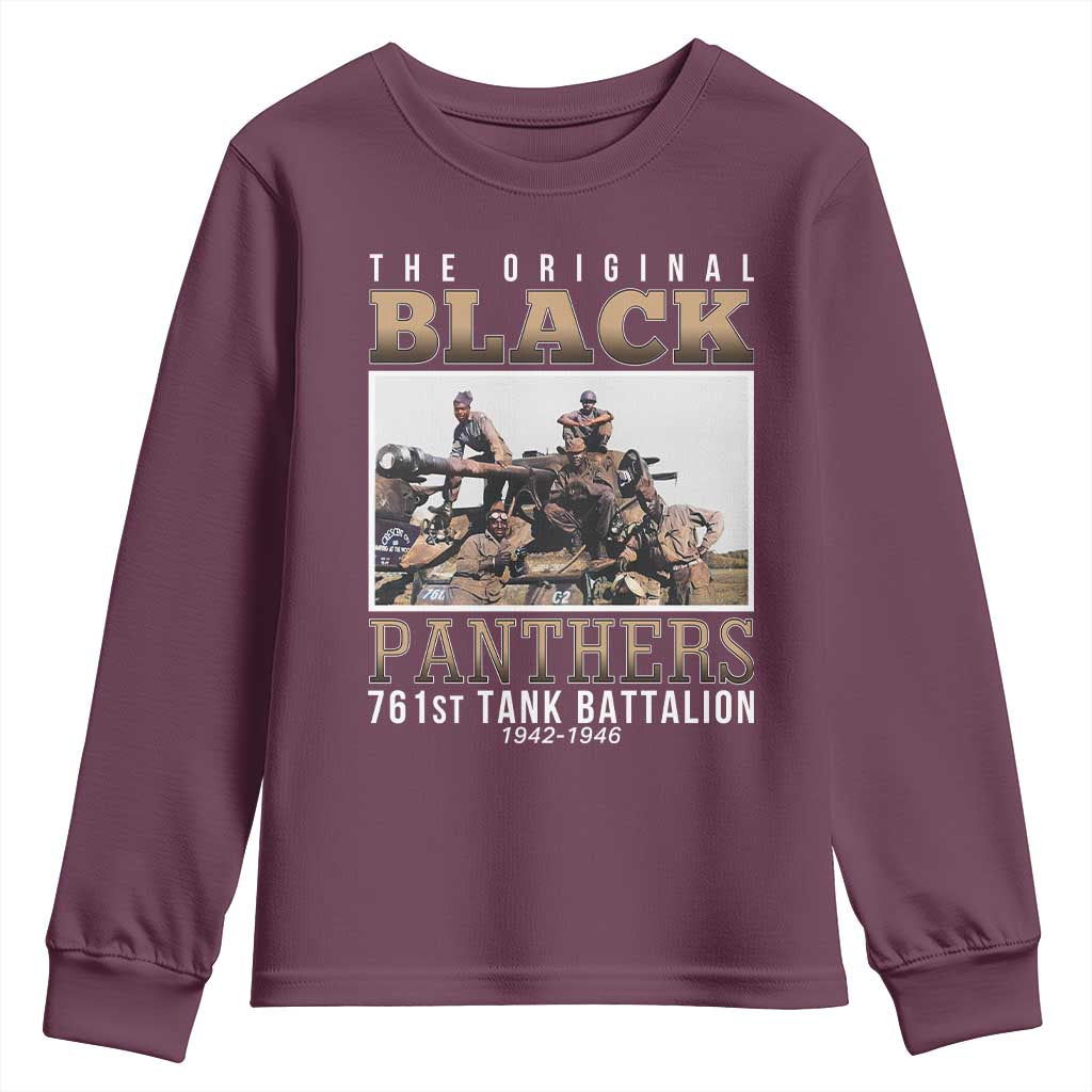 761st Tank Battalion Tribute Youth Sweatshirt Black Panthers WW2 Heroes TS02 Maroon Print Your Wear