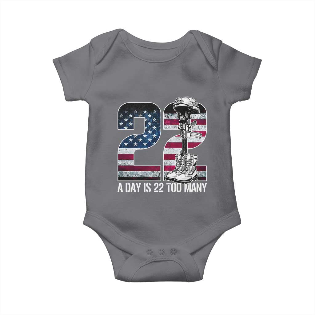 Veteran Suicide Awareness Baby Onesie 22 A Day is 22 Too Many Veteran Lives Matter TS02 Charcoal Print Your Wear