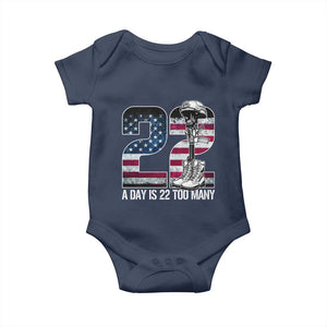 Veteran Suicide Awareness Baby Onesie 22 A Day is 22 Too Many Veteran Lives Matter TS02 Navy Print Your Wear