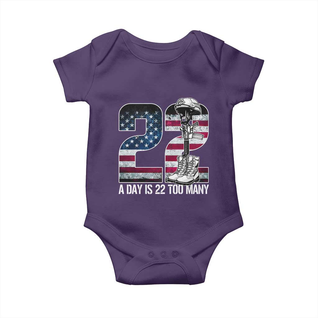 Veteran Suicide Awareness Baby Onesie 22 A Day is 22 Too Many Veteran Lives Matter TS02 Purple Print Your Wear