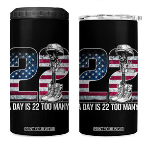 Veteran Suicide Awareness 4 in 1 Can Cooler Tumbler 22 A Day is 22 Too Many Veteran Lives Matter TS02 One Size: 16 oz Black Print Your Wear