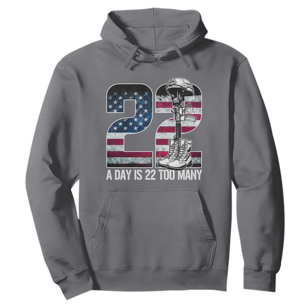 Veteran Suicide Awareness Hoodie 22 A Day is 22 Too Many Veteran Lives Matter TS02 Charcoal Print Your Wear