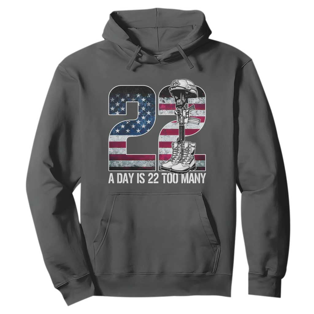 Veteran Suicide Awareness Hoodie 22 A Day is 22 Too Many Veteran Lives Matter TS02 Dark Heather Print Your Wear
