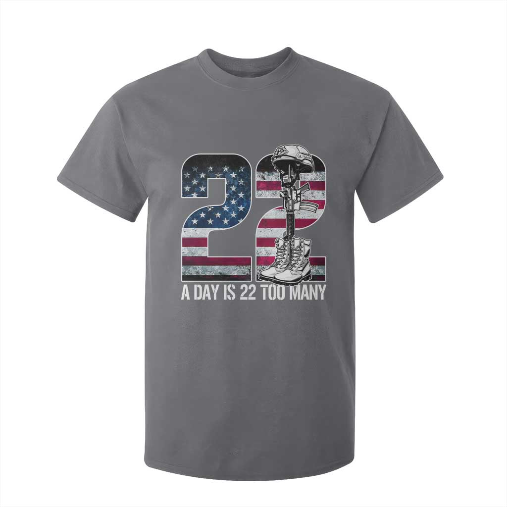 Veteran Suicide Awareness T Shirt For Kid 22 A Day is 22 Too Many Veteran Lives Matter TS02 Charcoal Print Your Wear