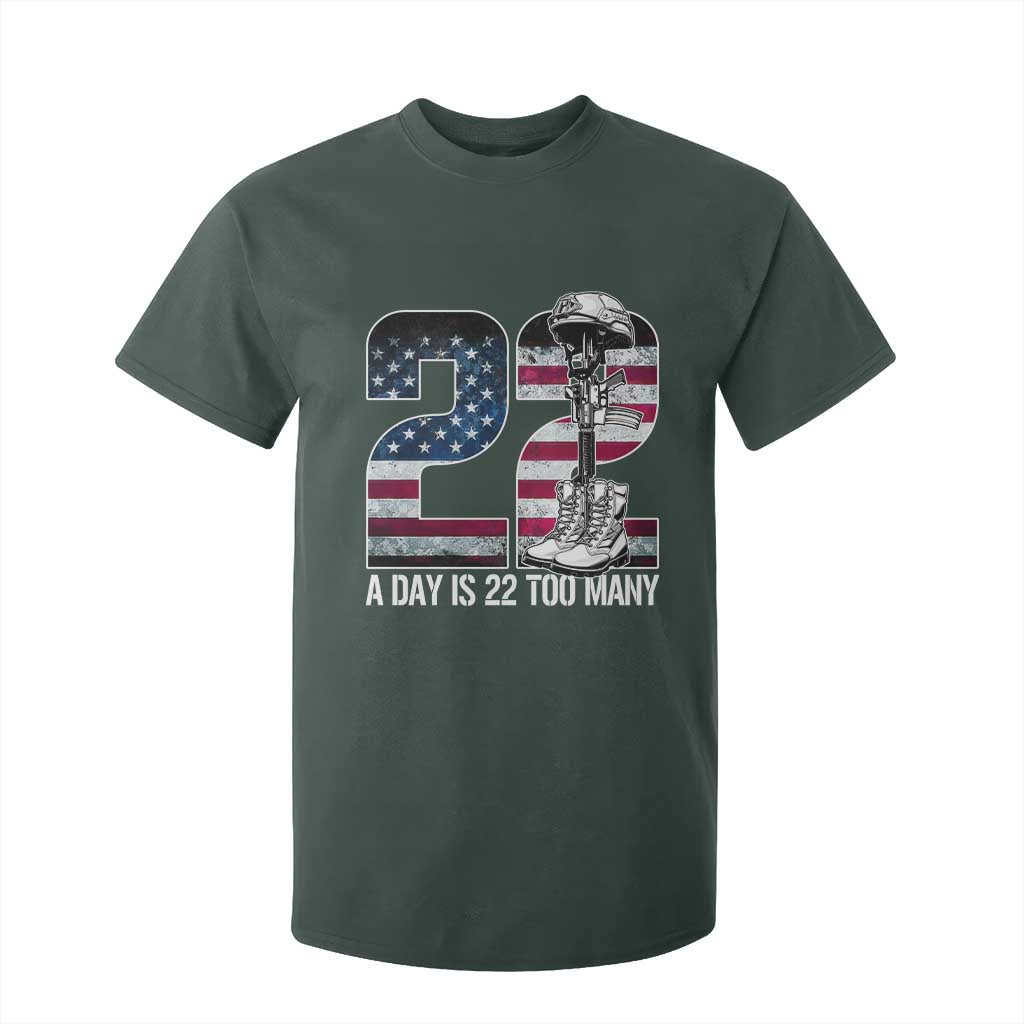 Veteran Suicide Awareness T Shirt For Kid 22 A Day is 22 Too Many Veteran Lives Matter TS02 Dark Forest Green Print Your Wear
