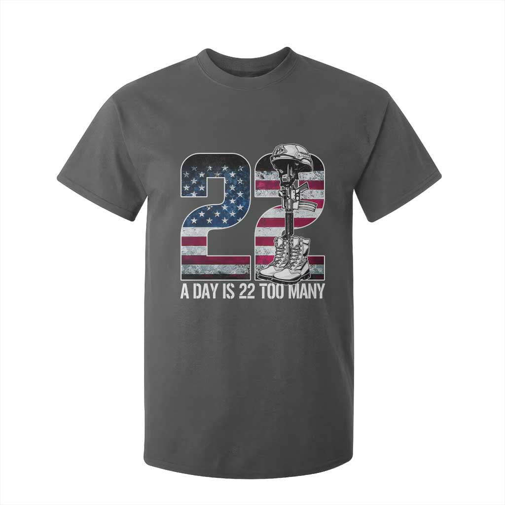 Veteran Suicide Awareness T Shirt For Kid 22 A Day is 22 Too Many Veteran Lives Matter TS02 Dark Heather Print Your Wear