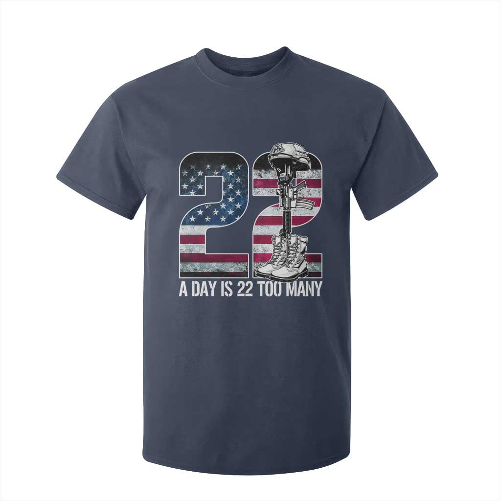 Veteran Suicide Awareness T Shirt For Kid 22 A Day is 22 Too Many Veteran Lives Matter TS02 Navy Print Your Wear