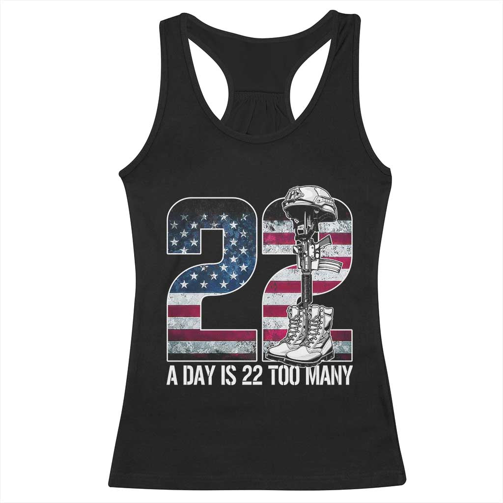 Veteran Suicide Awareness Racerback Tank Top 22 A Day is 22 Too Many Veteran Lives Matter TS02 Black Print Your Wear