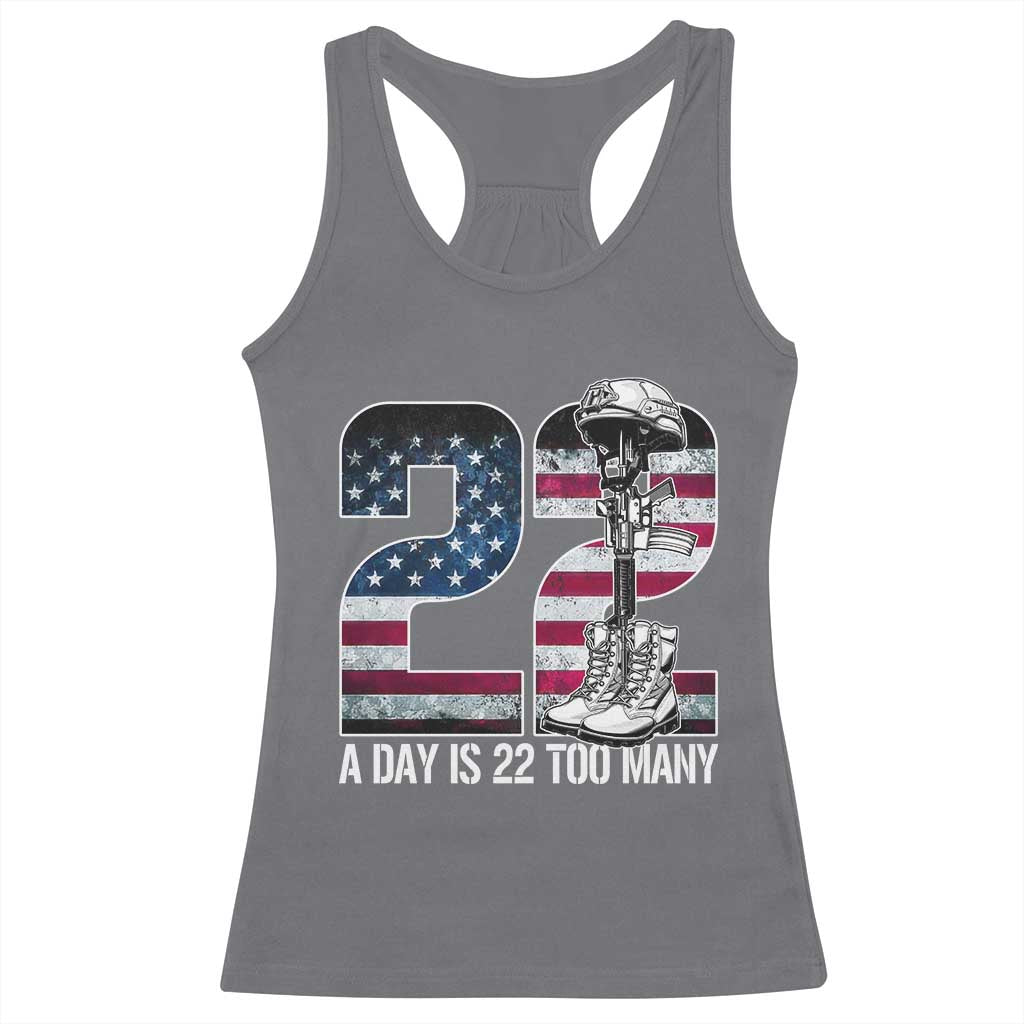 Veteran Suicide Awareness Racerback Tank Top 22 A Day is 22 Too Many Veteran Lives Matter TS02 Charcoal Print Your Wear