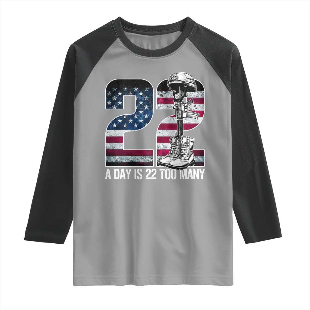 Veteran Suicide Awareness Raglan Shirt 22 A Day is 22 Too Many Veteran Lives Matter TS02 Sport Gray Black Print Your Wear