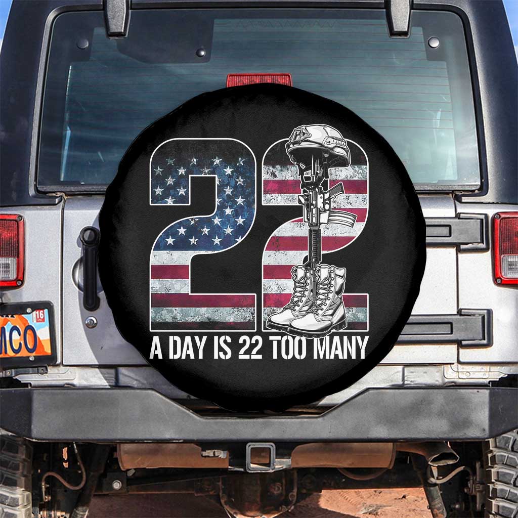 Veteran Suicide Awareness Spare Tire Cover 22 A Day is 22 Too Many Veteran Lives Matter TS02 No hole Black Print Your Wear